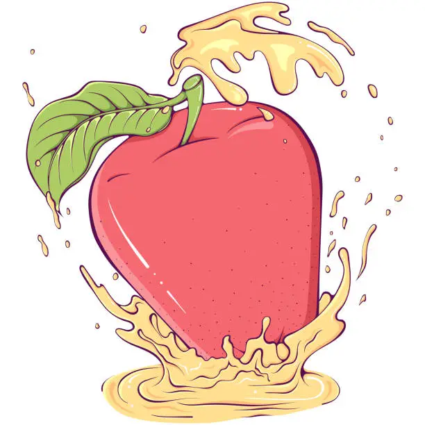 Vector illustration of Whole apple with splash color