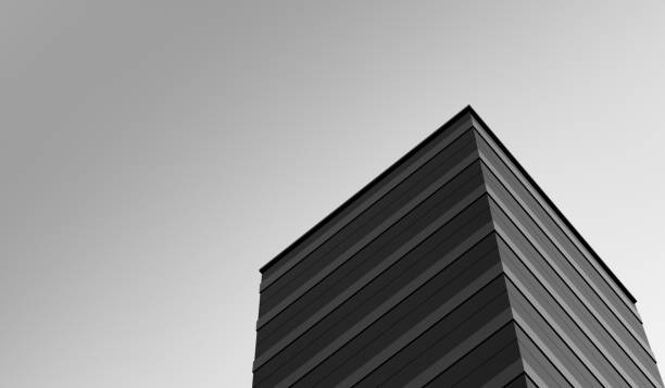 Black-gray minimal futuristic building, structure architectural design, banner. 3D render