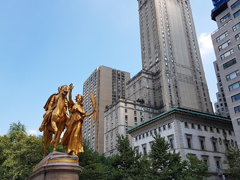 New York, NY, USA - June 09, 2018: General William Tecumseh Sherman Monument, Augustus Saint-Gaudens, 1902,   Grand Army Plaza