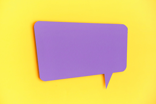 3d rendering of white color paper Speech Bubble on colorful background.