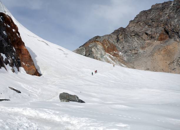 istock hikers, trekkers, mountaineers, white snow plain glacier 2059231793