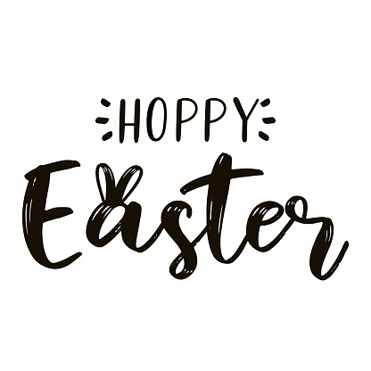 Vector hand drawn Hoppy Easter quote. Funny lettering for ad, poster, print, gift decoration.