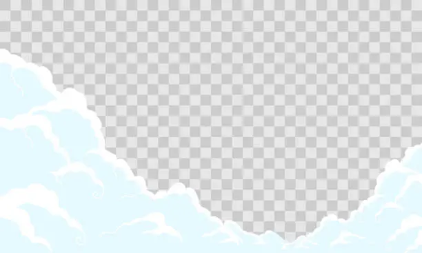 Vector illustration of Vector blue sky with white clouds isloated on transparent background