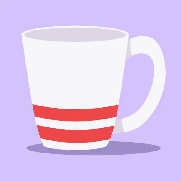 Vector illustration of Vector red and white cup of milk cartoon vector illustration on a white background