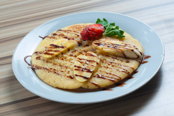 Banana Pancake served in White plate