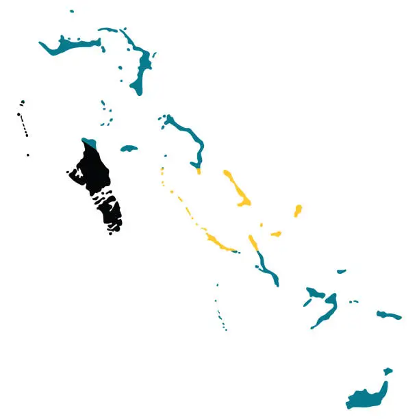 Vector illustration of Map of Bahamas with national flag of Bahamas