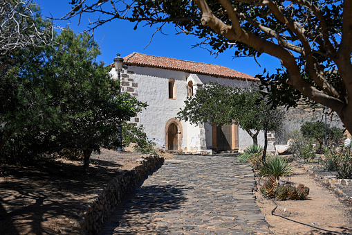 Betancuria, Fuerteventura, Spain, February 16, 2024 - Franciscan monastery Convento de San Buenaventura in Betancuria, Fuerteventura.