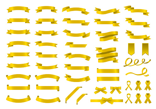 Vector illustration set of gold shiny ribbon frames