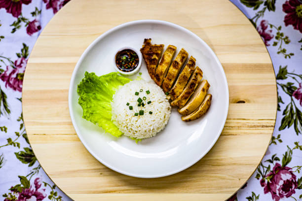istock Grilled Chicken Breast with Rice On The Table 2059658901