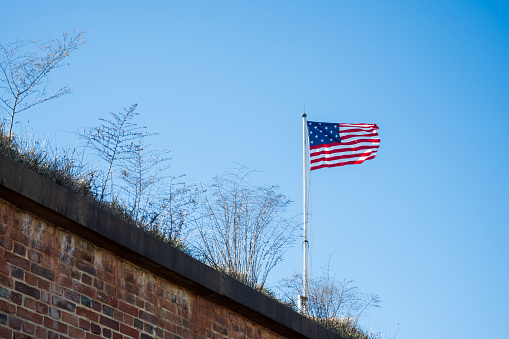 US flag at Fort McHenry National Monument and Historic Shrine, Baltimore, Maryland, USA