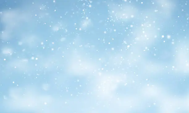 Vector illustration of Vector christmas snow. falling snowflakes on light blue background