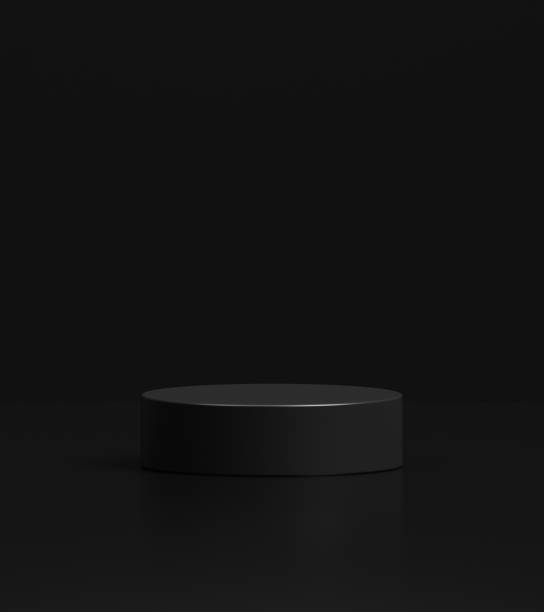 istock Black round podium for placing products 3D background 2059802655