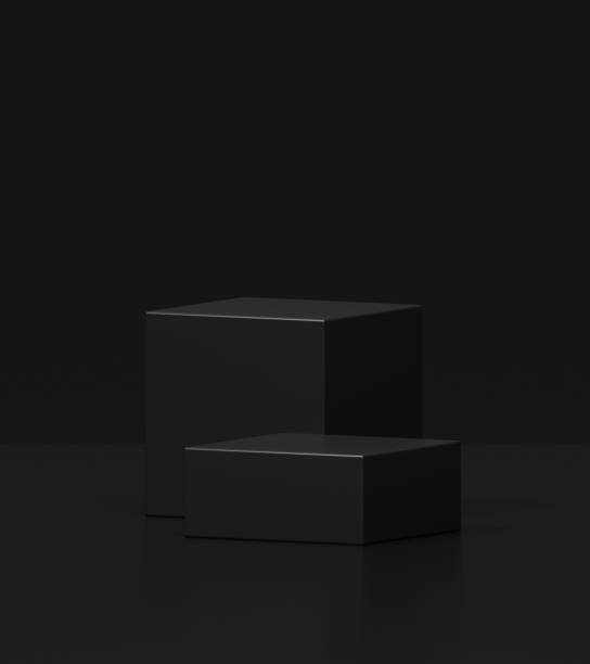 istock Black square podium for placing products 3D background 2059803171