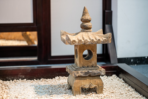 Stone carving decoration in Chinese courtyard