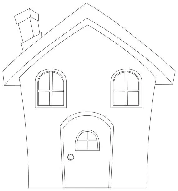 Vector illustration of Simple line drawing of a quaint house