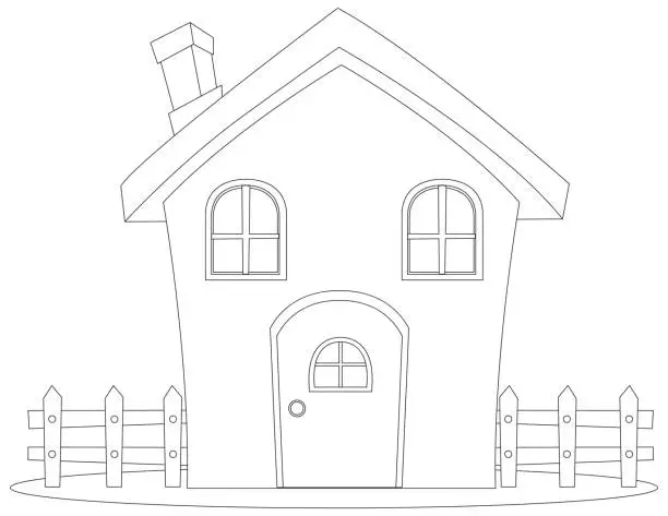 Vector illustration of Simple line drawing of a quaint house