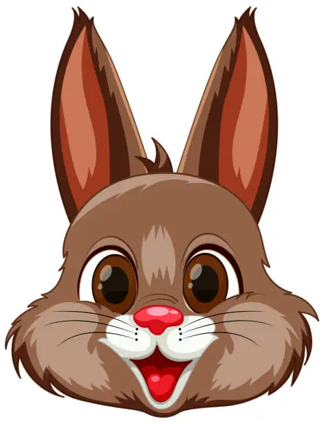 Vector illustration of Happy brown rabbit with big ears illustration.