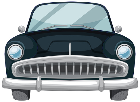 Vector illustration of a vintage car's front.