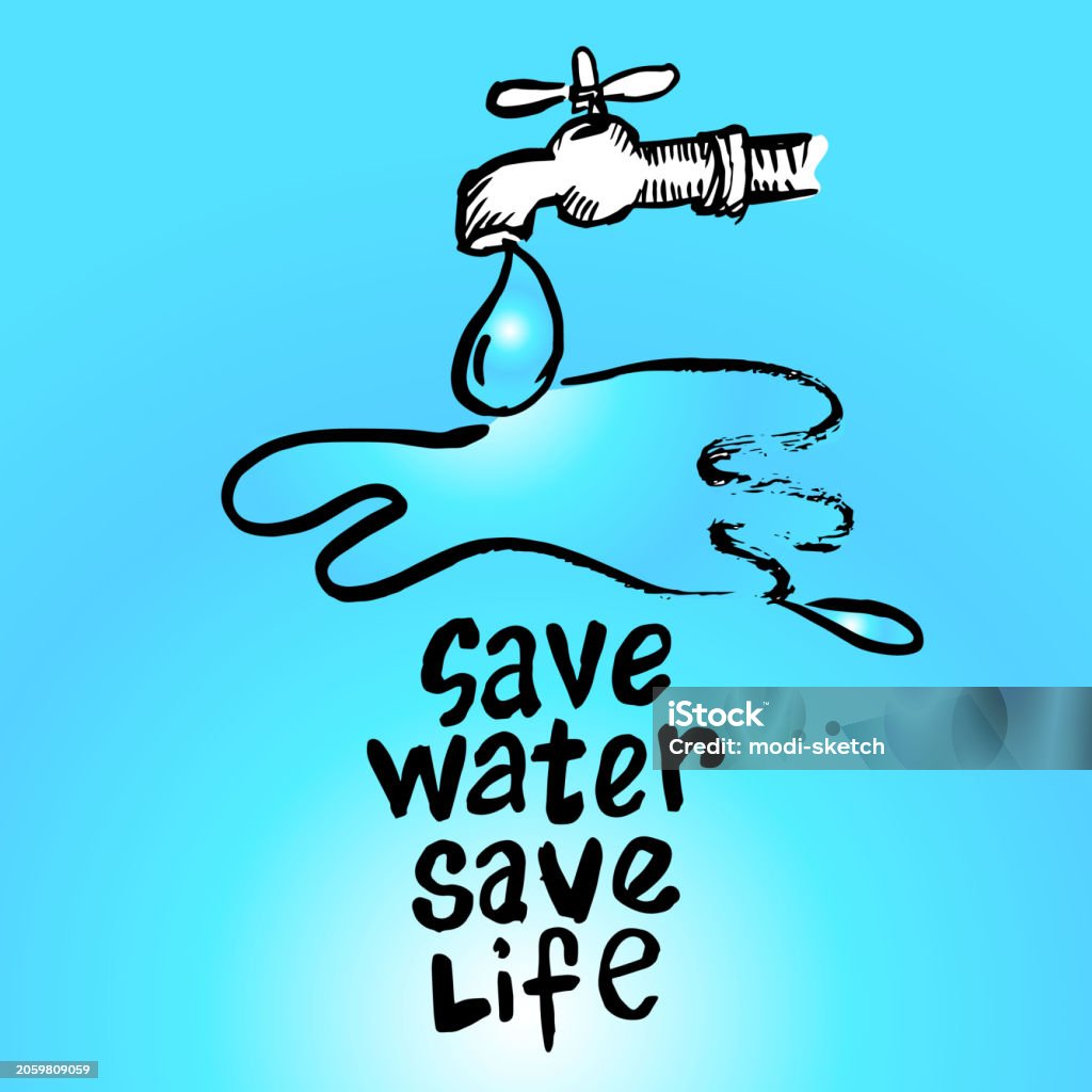 Save Lfe Save Water Save Life Poster And Banner Vector Stock Illustration ...