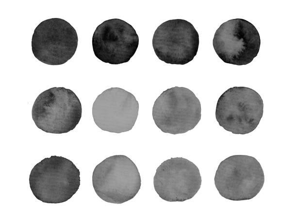 istock Watercolor black and white circles set. Graphic monochrome paint blots. Art round hand drawn elements. 2059826161