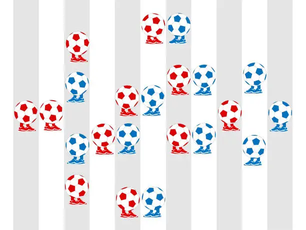 Vector illustration of Red vs Blue football