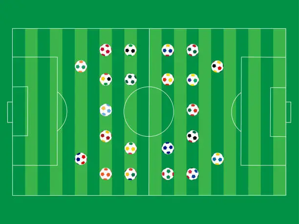 Vector illustration of International football field