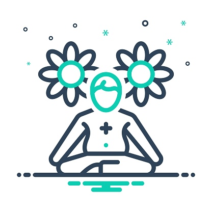 Icon for curative, yoga, fitness, exercise, wellness, meditation, healthful, remedial, healing, calm, serenity
