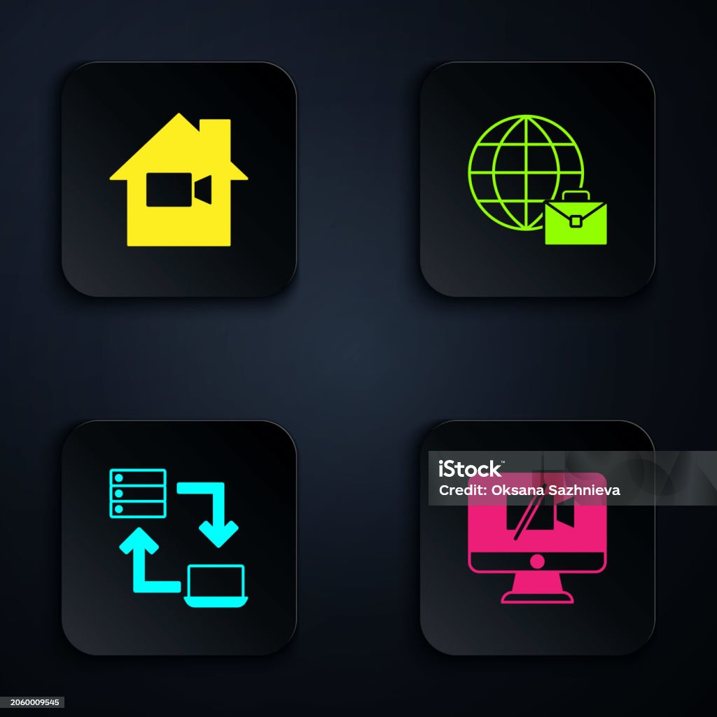 Block Camera Button Set Video Camera Off On Computer In Home Online Working And Black ...