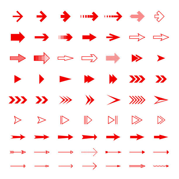illustrations, cliparts, dessins animés et icônes de ensemble d'icônes de flèche - pointe de flèche