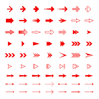 63 geometric arrows on white background