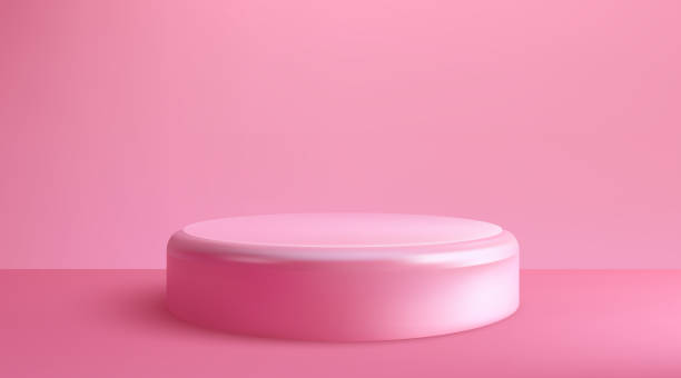 istock Abstract stage background. Cylindrical podium on a pink background. Product presentation, layout. 2060021224