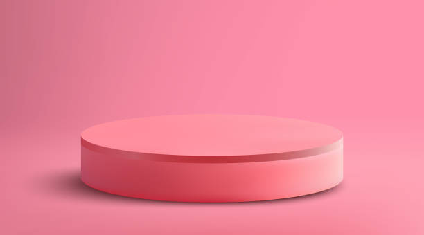 istock Abstract stage background. Cylindrical podium on a pink background. Product presentation, layout. 2060021227