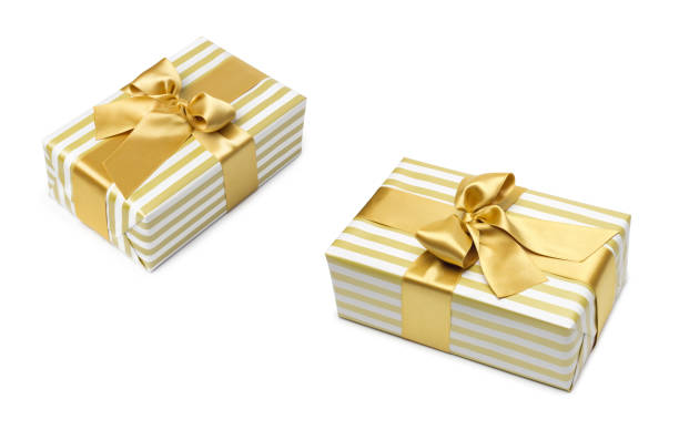 istock Gift box in gold duo tone with golden satin 2060061370