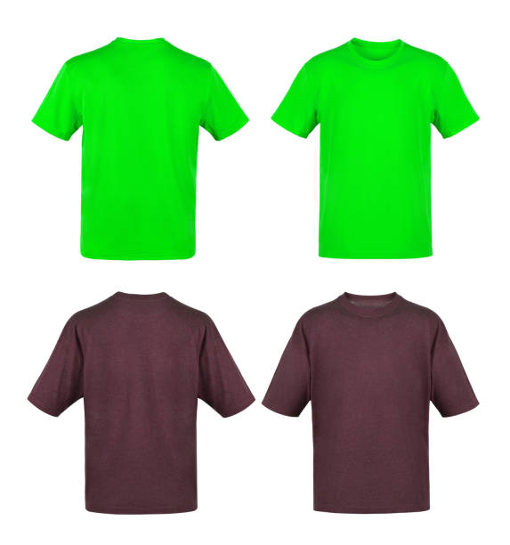 brown and green t-shirts isolated on white background