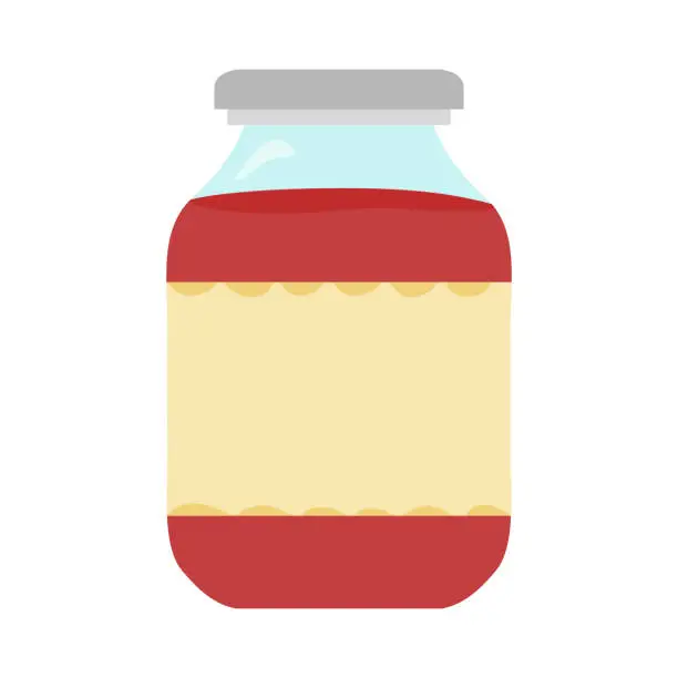 Vector illustration of Vector vector icon a jar of homemade jam with a rustic wooden lid