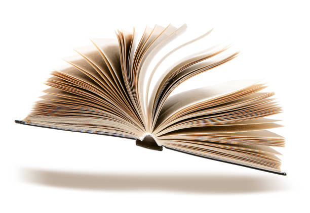 Open book with a shadow isolated on white. stock photo