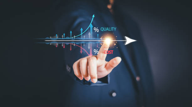 istock Control Quality and cost optimization for products or services to improve customer satisfaction, enhance company performance. Businessman touching concept. Successful corporate strategy, management. 2060095627