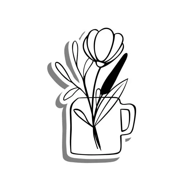 Vector illustration of CL302 Flowers in Mug
