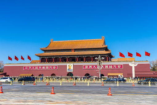Beijing, China - 03 05 2024: Tiananmen, the Gate of Heaven-Sent Peace
