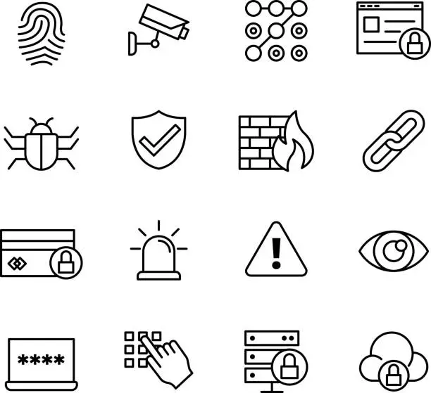 Vector illustration of Security Icons: Safeguarding Your Digital World with Confidence