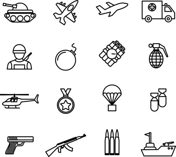 Vector illustration of War Icons: Conveying the Complexity of Conflict