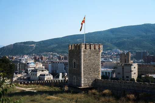 Skopje Macedonia, July 21, 2022:   fortress on the hill in Skopje