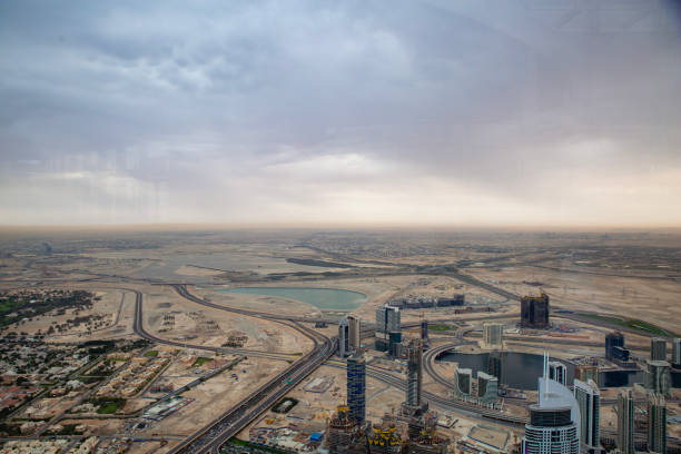 Aerial view of downtown Dubai in a summer day, United Arab Emirates.