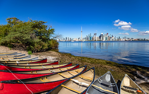 Canadian canoes on the Toronto Island Lake Ontario Great Lakes Toronto Ontario Canada