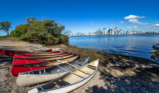 Canadian canoes on the Toronto Island Lake Ontario Great Lakes Toronto Ontario Canada