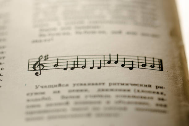 istock A page from a book with musical notes as a background, close-up view 2060148035