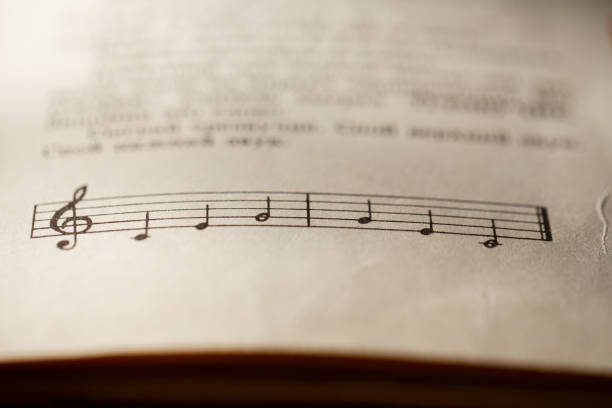 istock A page from a book with musical notes as a background, close-up view 2060149276