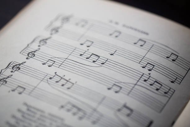 istock A page from a book with musical notes as a background, close-up view 2060150431