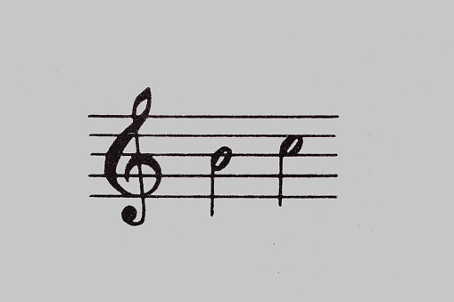 Musical score of the butterfly shape ,on blackboard background