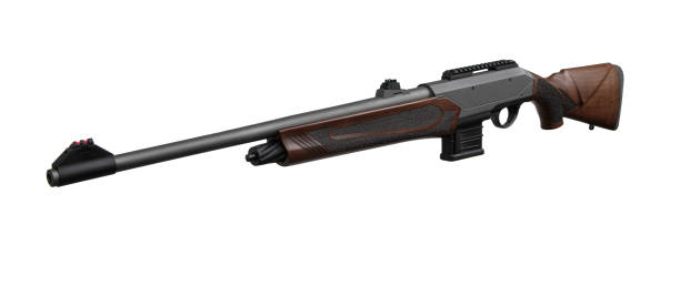 istock Semi-automatic rifled carbine. Hunting rifle with a wooden butt. Isolate on a white background. 2060162649